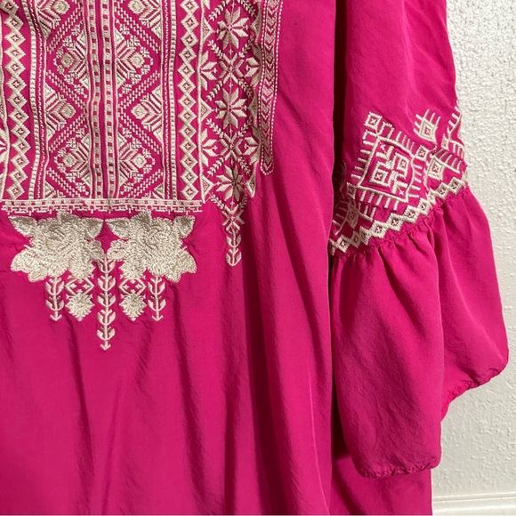April Sky Fuchsia Embroidered Bell Sleeve Blouse - Picture 3 of 7